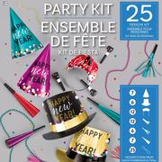 Kit for 25 - Colorful Confetti New Year's Eve Party Kit, 75pc